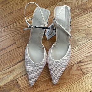 Zara Nude Mesh Kitten Heels | Sz 10 US | Never Worn | NWT
